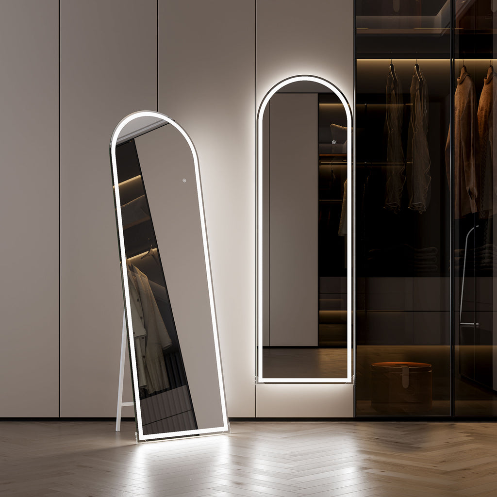 Arched Full Length LED Mirror – 160x50cm, Shatter-Proof, Floor & Wall Mounted