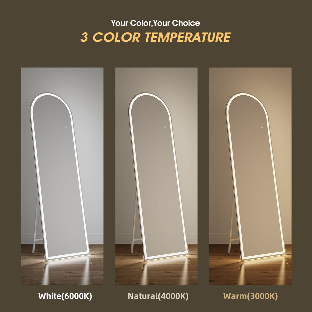 Arched Full Length LED Mirror – 160x50cm, Shatter-Proof, Floor & Wall Mounted