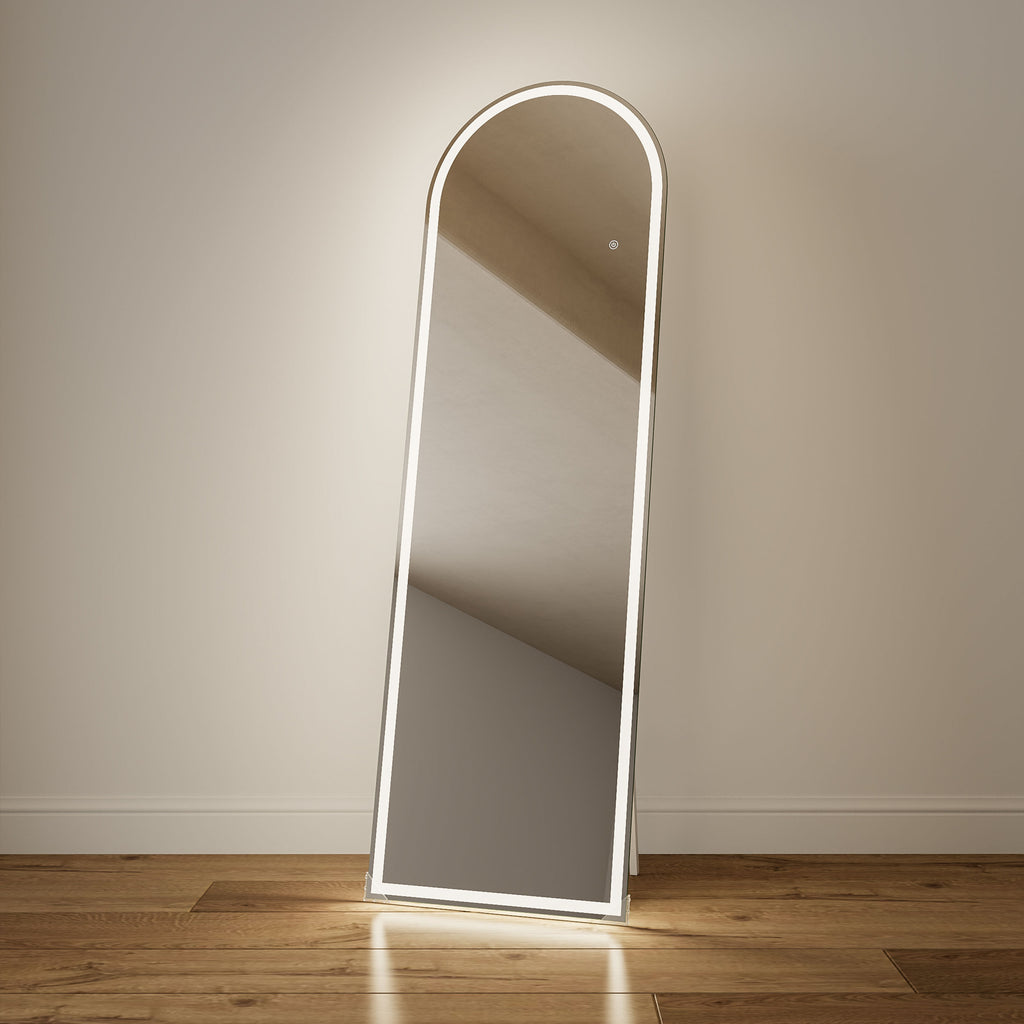 Arched Full Length LED Mirror – 160x50cm, Shatter-Proof, Floor & Wall Mounted