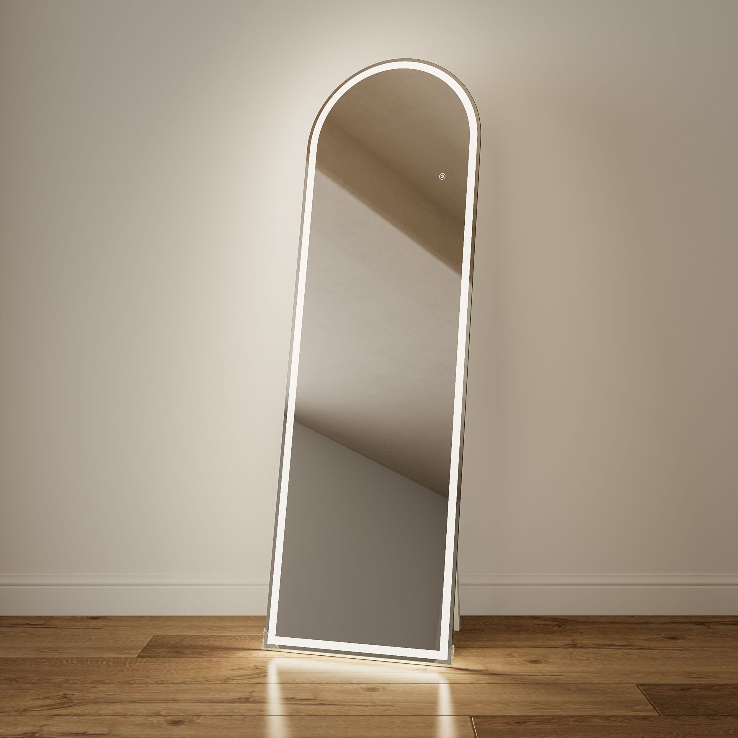 Arched Full Length LED Mirror – 160x50cm, Shatter-Proof, Floor & Wall Mounted