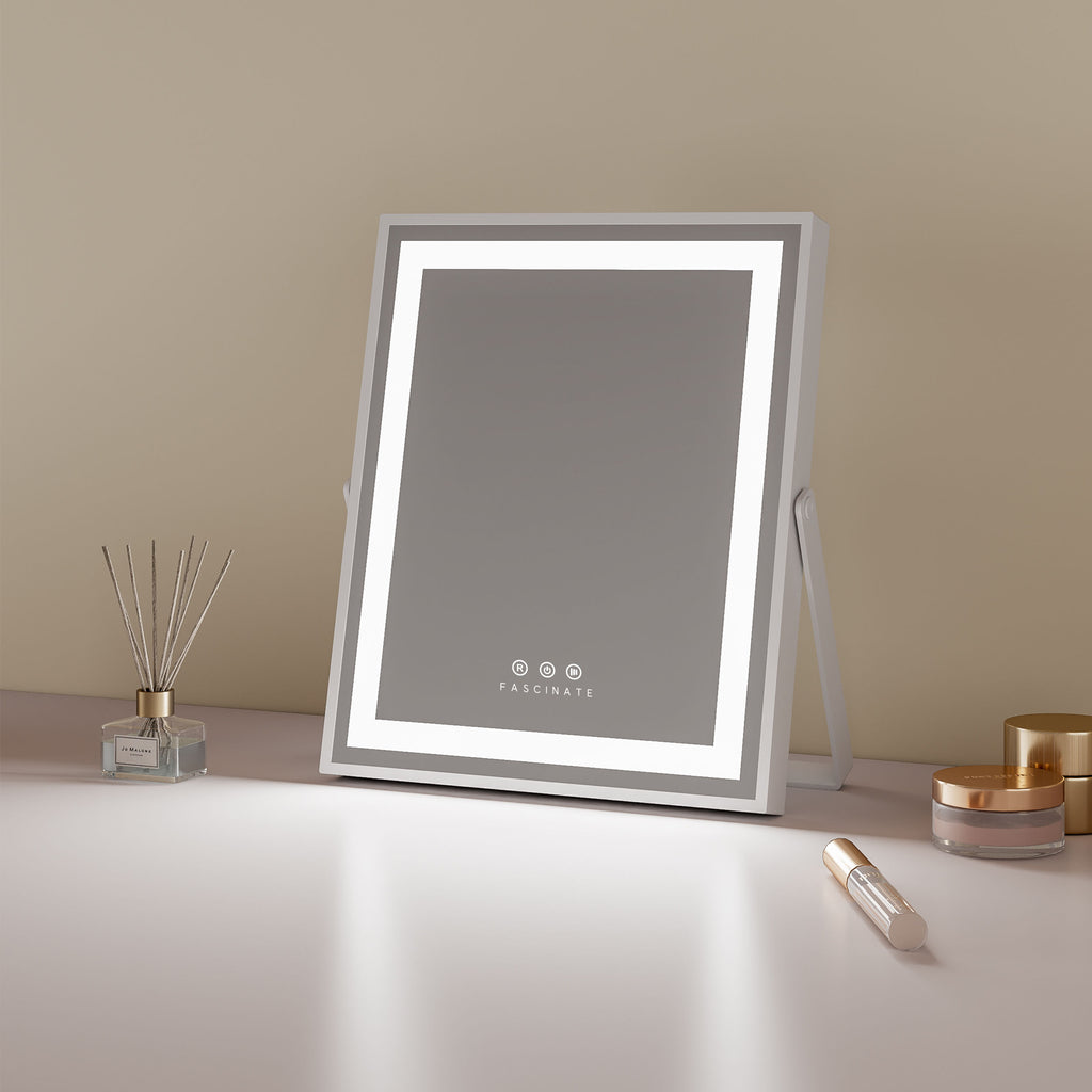 Hollywood LED Tabletop Vanity Mirror – 26x31cm Compact Desk Design, 192 LEDs, Dimmable Makeup Station - Perfect Gift for Her
