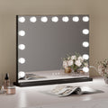 15 LED Hollywood Vanity Mirror – Industry Chic Black Frame, Dimmable 58x48cm