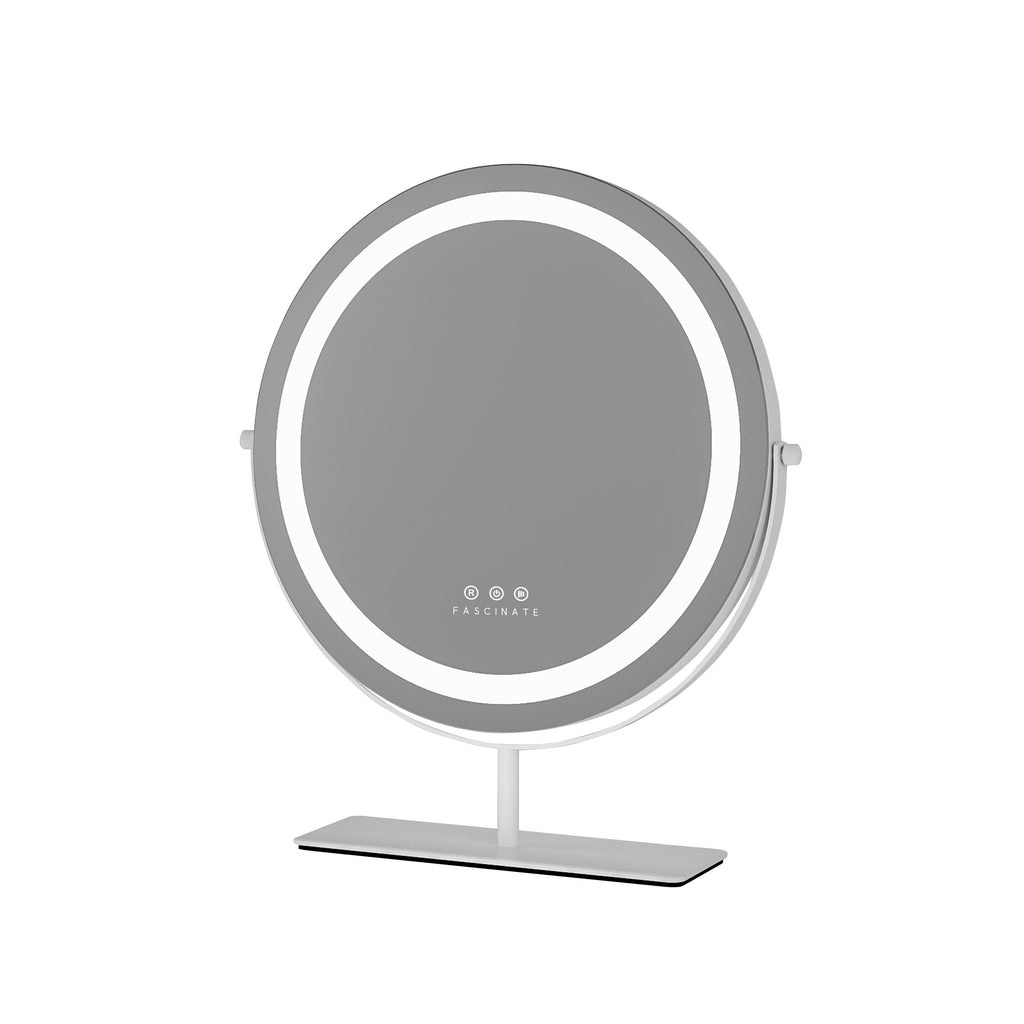 Round Beauty Cosmetic Makeup Hollywood Vanity Mirror - White 49x30cm