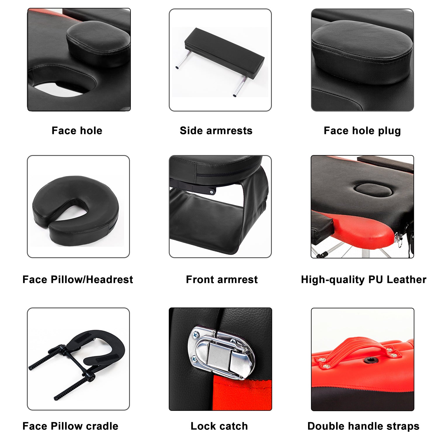 Massage Table Couch Bed Aluminium Deluxe Lightweight Professional Beauty Tattoo Spa 3 Section with Premium PU Leather and 5 cm High Density Multi-Layer Foam Headrest Arm support and Carrying Bag Red