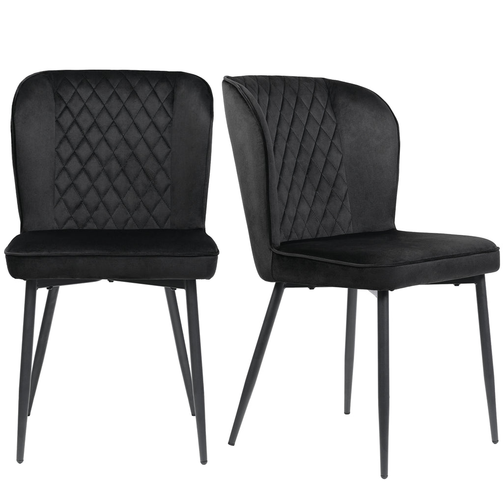 Velvet  dining chair (6 pcs), black, Modern Vanity Chair Kitchen Accent Occasional Chair with Metal Legs for Dining Room Living Room,upholstered chair  with backrest,seat in velvet metal frame