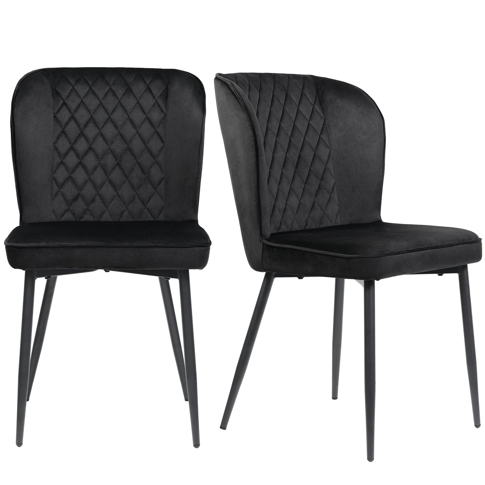 Velvet  dining chair (6 pcs), black, Modern Vanity Chair Kitchen Accent Occasional Chair with Metal Legs for Dining Room Living Room,upholstered chair  with backrest,seat in velvet metal frame