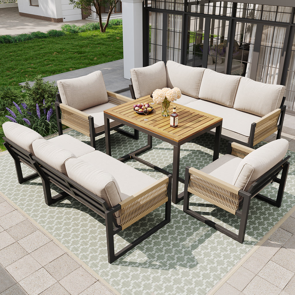Garden dining set for 7-8 people, garden lounge set, garden furniture set for garden, balcony, terrace, weatherproof dining set, modern garden furniture set