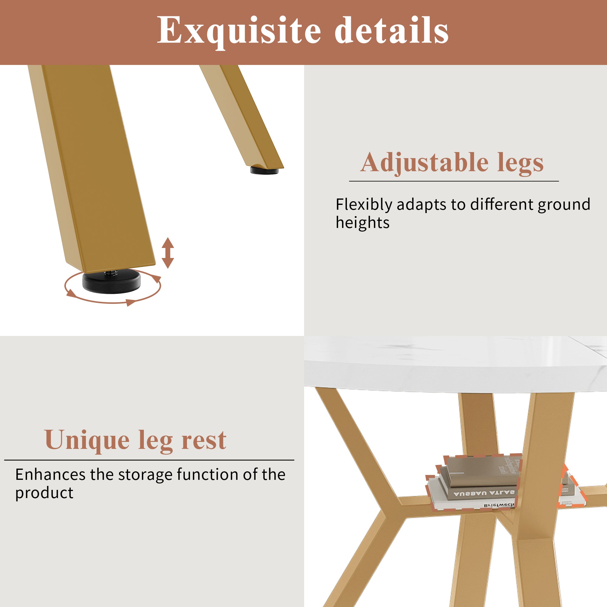 Dining table set, dining table and chair set (5-piece), modern, simple round marble dining table and chair set, gold-coloured metal table legs + 4 ergonomic velvet chairs, black dining chairs