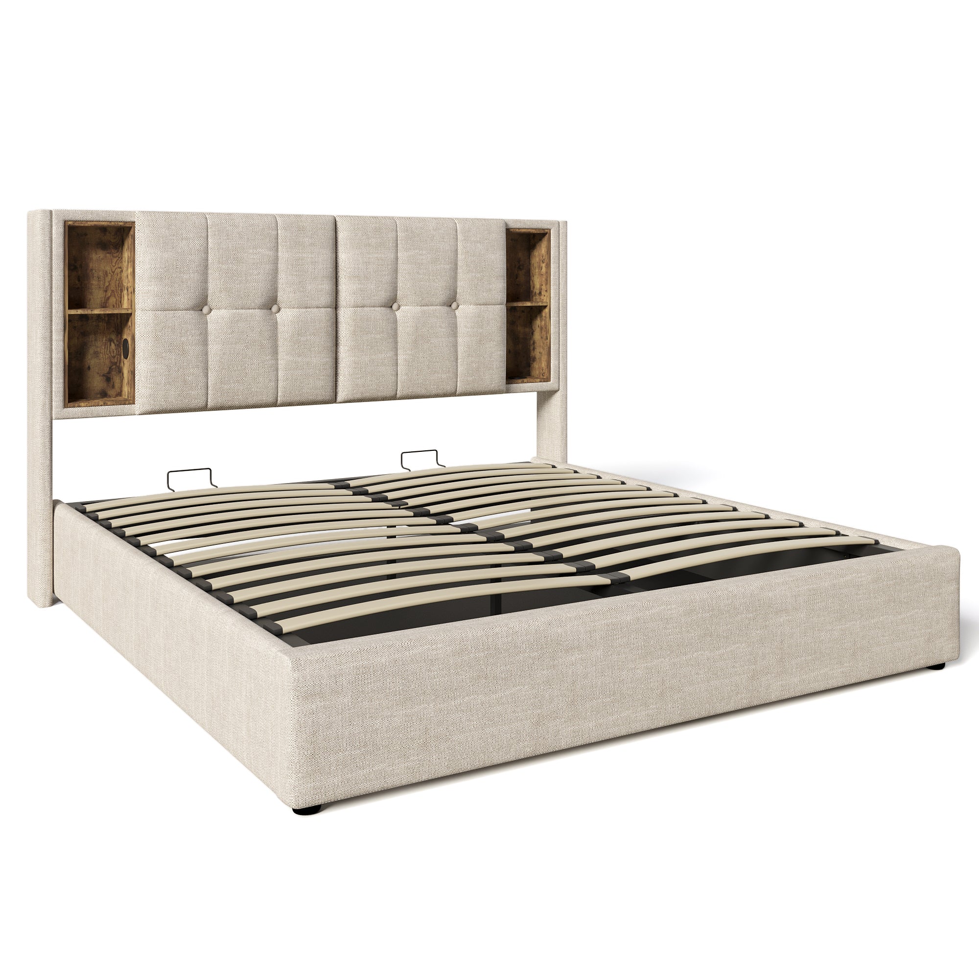Upholstered Storage Bed with Wireless Charging Headboard main image