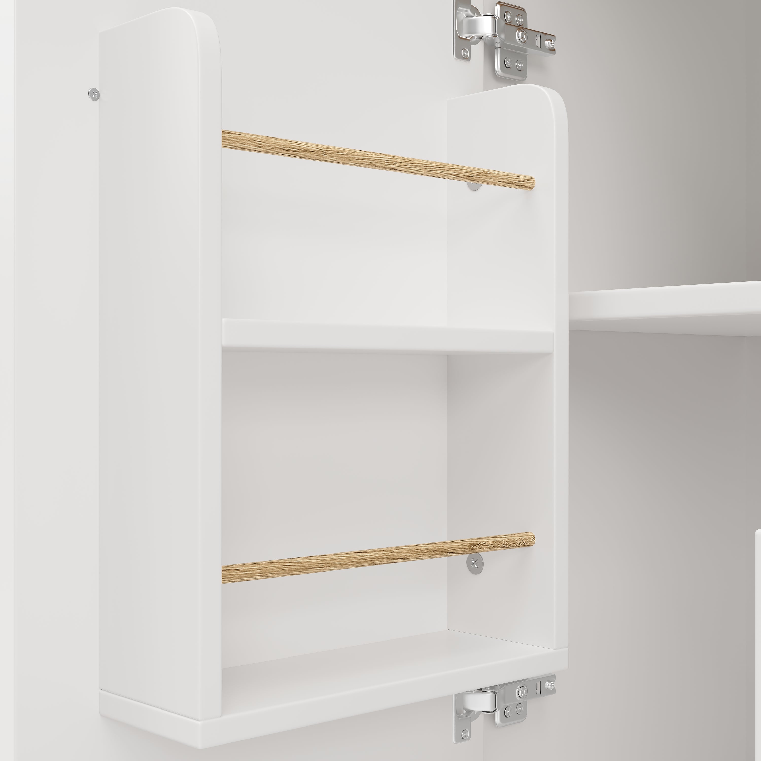 Kitchen cart, buffet cabinet, kitchen trolley with folding worktop, Kitchen island with towel rack and spice rack, wine rack and adjustable shelves, white