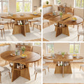 Extendable dining table, dining room table, kitchen table, balcony table, round dining table, extendable to oval, 110-150 cm, seats up to 8 people, dark brown