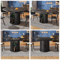 Extendable dining table, dining room table, kitchen table, balcony table, extendable table top Round dining table, extends to oval, 118–158 cm, seats up to 6 people, walnut/black