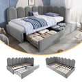 Upholstered Bed for Kids Daybed with Drawer Storage, 3FT Single Sofa Bed 90 x 190 cm, Sofa Bed for Adults and Children, Kids Bed Frame with Slatted Frame, Velvet, Grey (No Mattress)