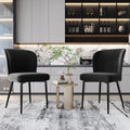 Velvet  dining chair (2 pcs), black, Modern Vanity Chair Kitchen Accent Occasional Chair with Metal Legs for Dining Room Living Room,upholstered chair  with backrest,seat in velvet metal frame