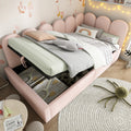 Upholstered Daybed Bed With Storage,Ottoman Bed 3FT Single Sofa Bed 90X190cm, Daybed With Hydraulic Storage Bed Frame, With Metal Slatted Frame, Velvet, Pink (No Mattress)