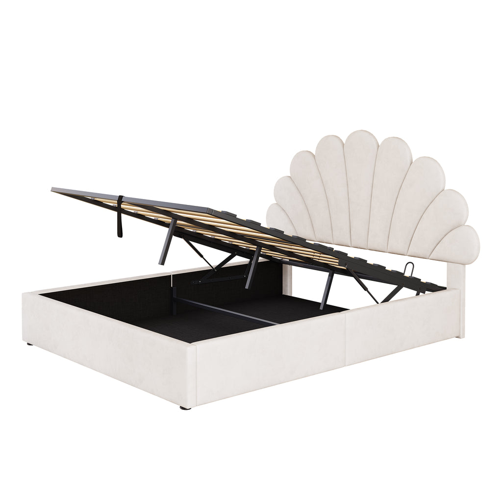 Double, Beige, Velvet Petal Hydraulic Storage Bed Package 2
