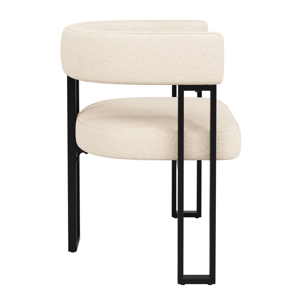 High-quality fabric (4-piece set) dining chairs, dressing chairs, ergonomic chairs, lightweight luxury chairs with curved backrest, beige