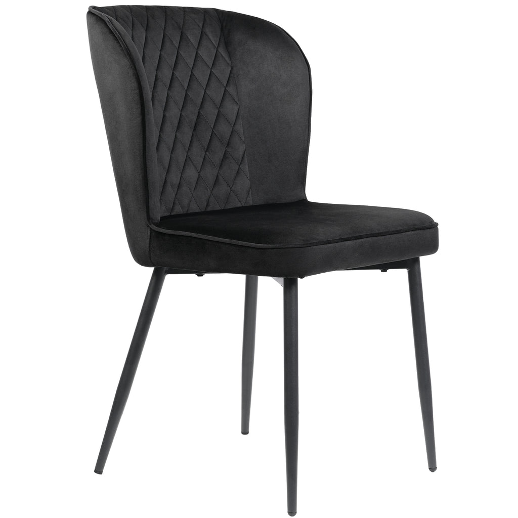 Velvet  dining chair (2 pcs), black, Modern Vanity Chair Kitchen Accent Occasional Chair with Metal Legs for Dining Room Living Room,upholstered chair  with backrest,seat in velvet metal frame