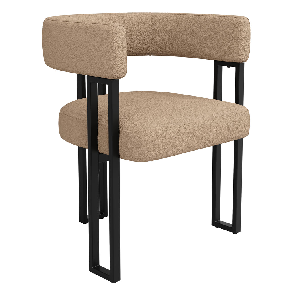 High-Quality Lamb Fleece Fabric (6 Pieces) Dining Chair Makeup Chair Dressing Chair Ergonomic Chair Lightweight Luxury Chair Curved Backrest, Beige/Brown