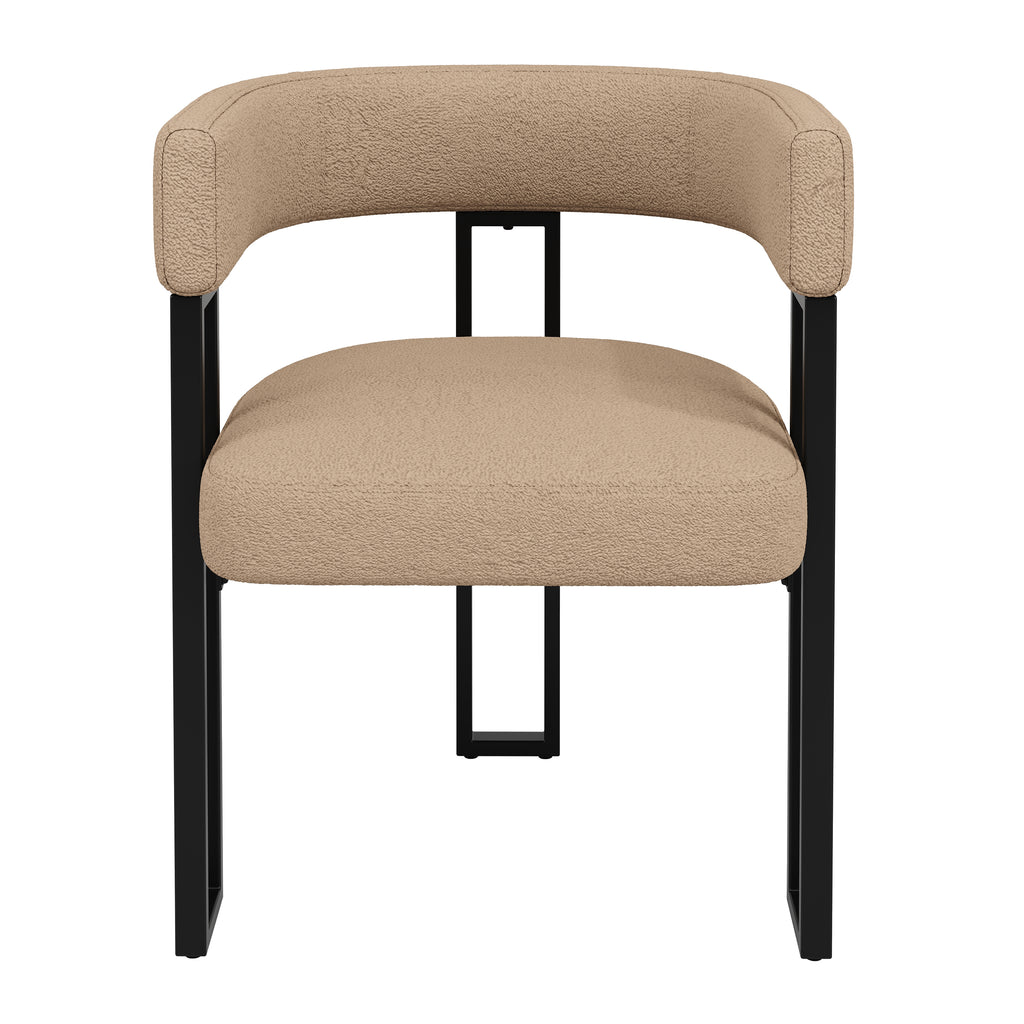 High-Quality Lamb Fleece Fabric (4 Pieces) Dining Chair Makeup Chair Dressing Chair Ergonomic Chair Lightweight Luxury Chair Curved Backrest, Beige/Brown