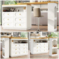 360° rotating bar table (main body 137 x 39 x 90 cm), coffee bar furniture, rotating dining bar with storage, kitchen island, with spice rack, six drawers, open storage space, white