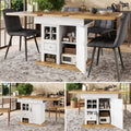 Telescopic dining table (110-140×80cm), foldable kitchen table for 4-6 people, extendable dining table, space-saving kitchen table, for kitchen and living room, dining table with wine rack and drawers