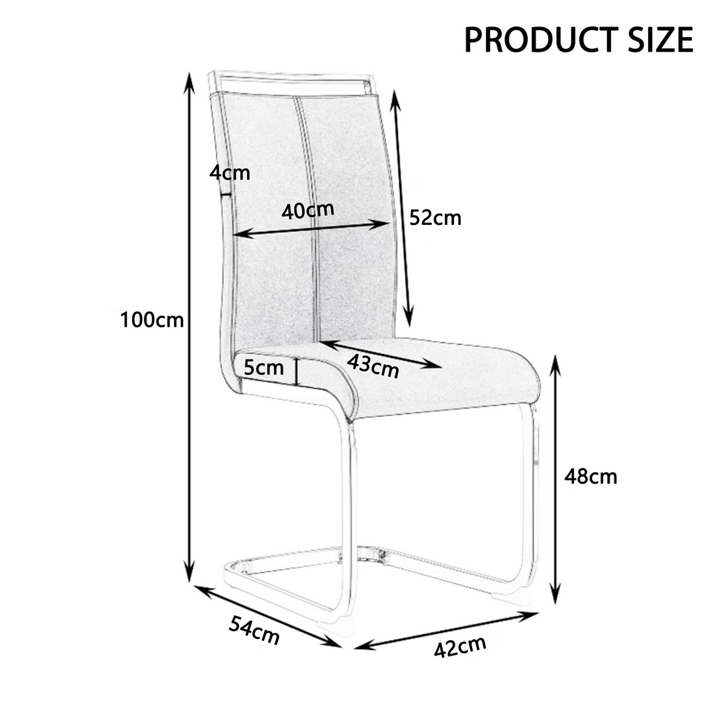 Cantilever chair, chrome-plated metal frame, can hold up to 120 kg, softly padded with imitation leather cover, gray (set, 4 pieces)