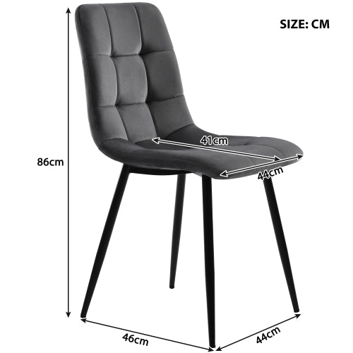 Dining table set (5-piece), dining table set with 4 chairs, kitchen table set, round dining table with 100 cm diameter and golden metal legs, white MDF table top, gray velvet dining chairs