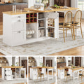 Extendable Sideboard & Dining Table Combo, 3 Drawers & Snack rack & Wine rack, Space-Saving Sideboard for Small Flats, White/Black
