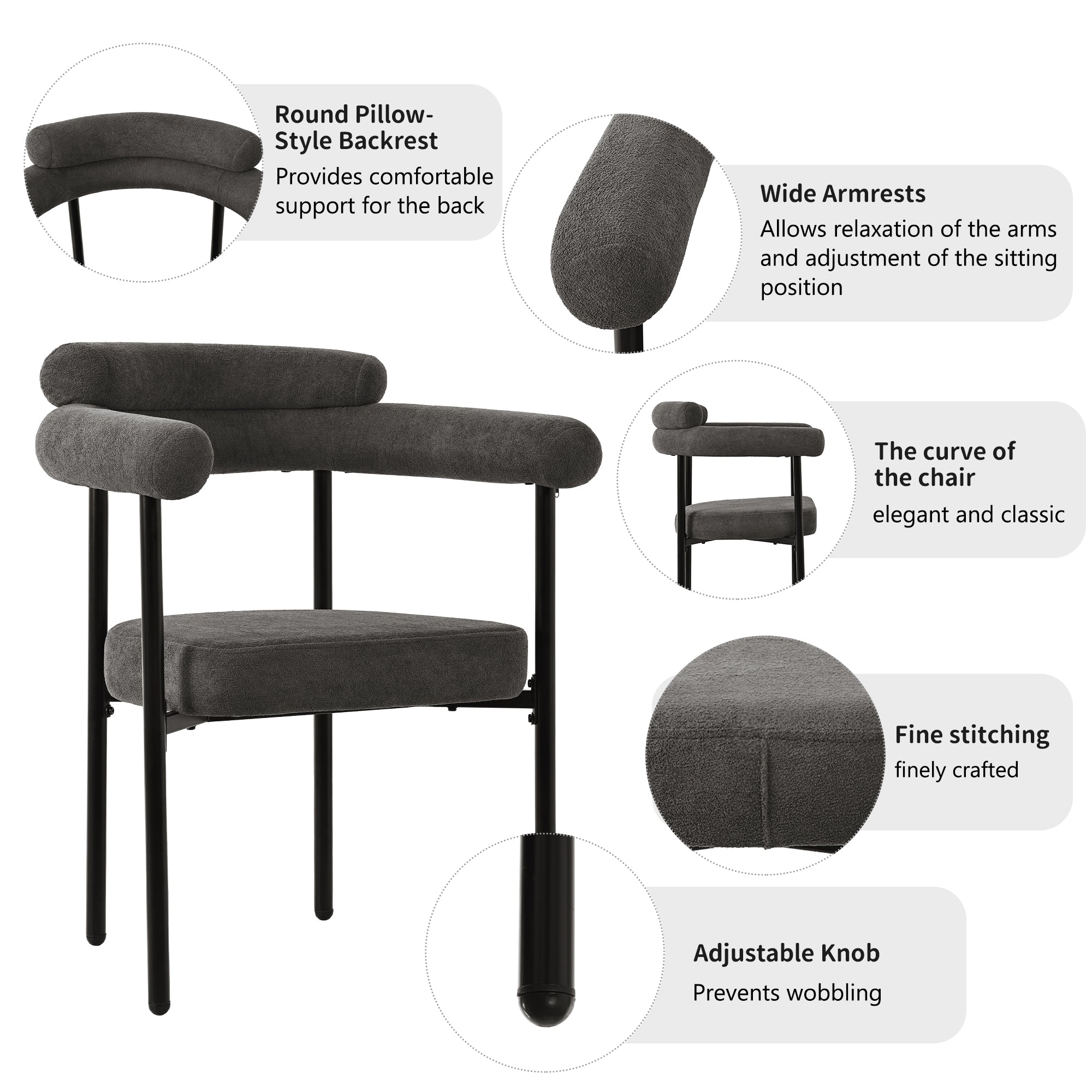 Modern Dining Chairs set of 4, Upholstered Velvet Armchairs,Comfortable Armrest Dining Chairs for Kitchen, Dining Room, Living Room, Multiple Colour Options