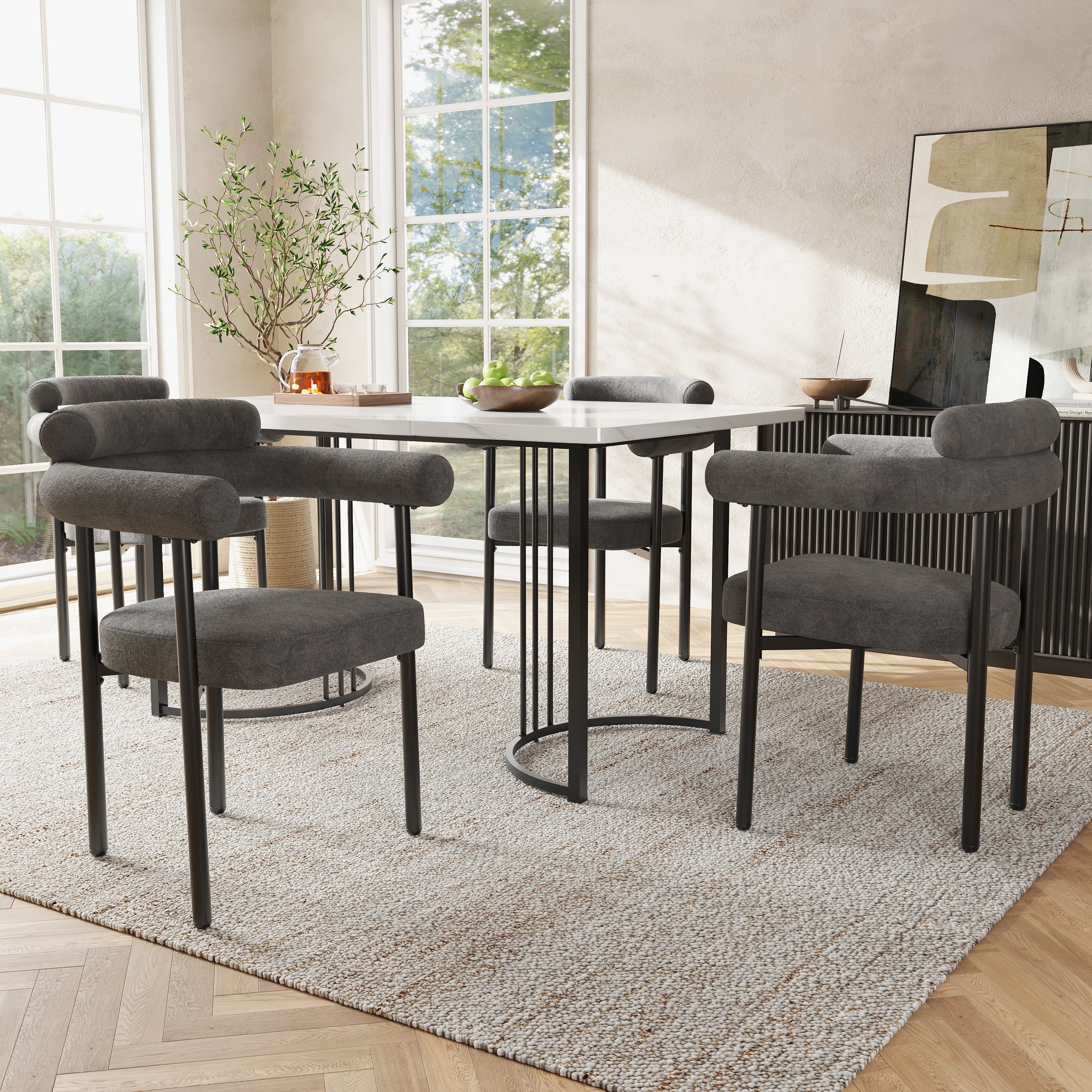 Modern Dining Chairs set of 4, Upholstered Velvet Armchairs,Comfortable Armrest Dining Chairs for Kitchen, Dining Room, Living Room, Multiple Colour Options