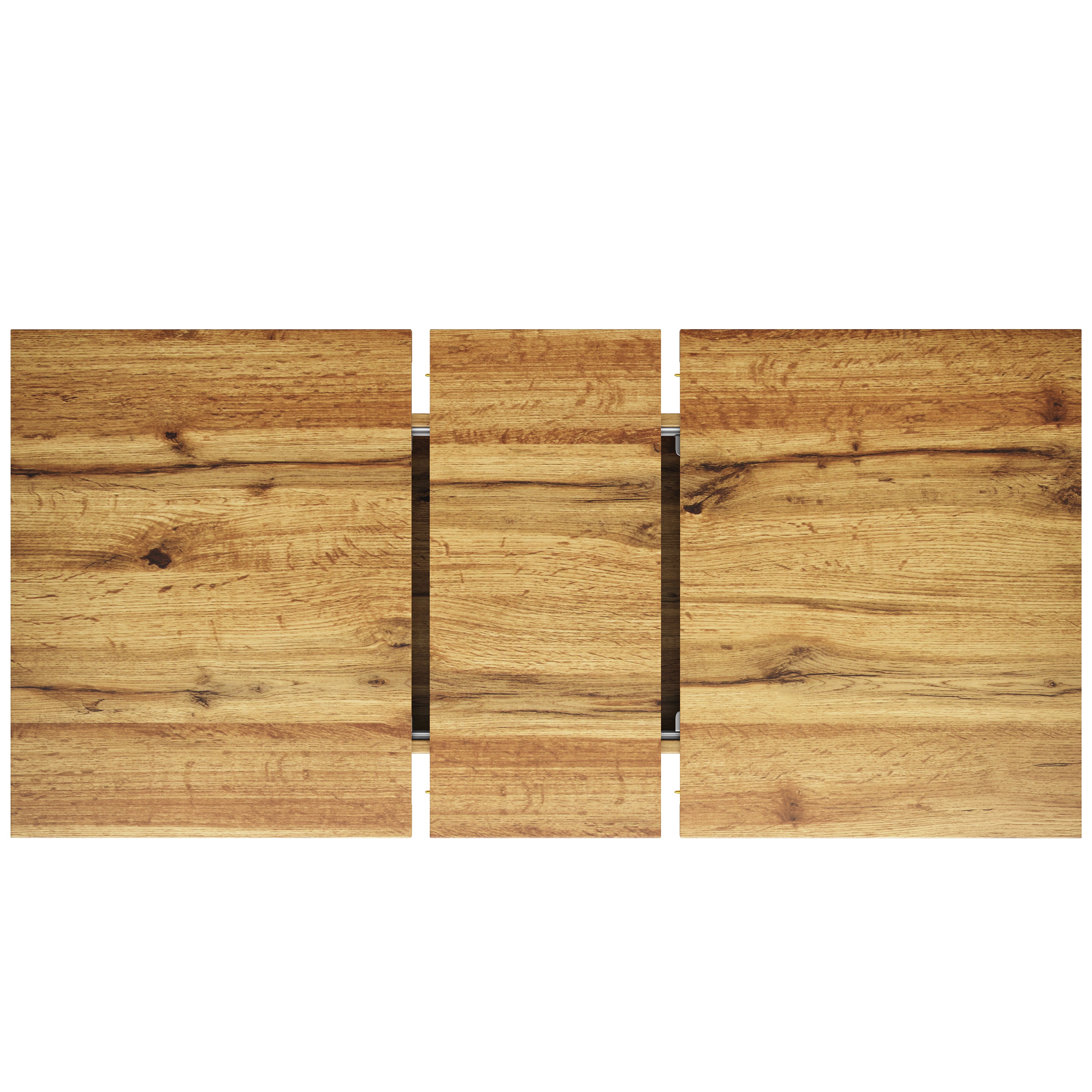 Extendable dining table 120-160 x 80 cm, extendable kitchen table, breakfast table, star-shaped table legs, black iron legs, Walnut-coloured tabletop