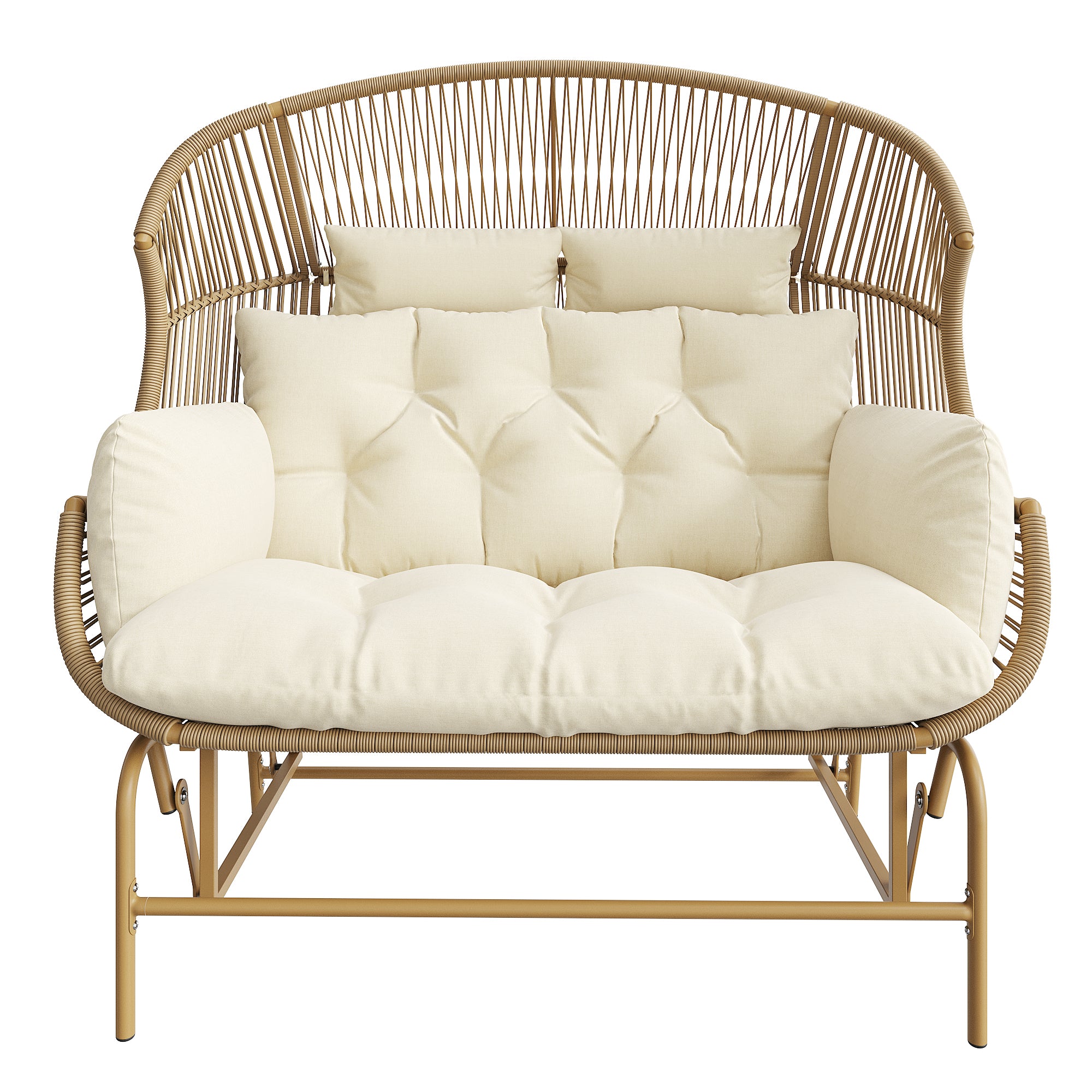 Garden Rocking Chair for Two, Patio Hanging Chair, Outdoor Swing Egg Chair, Rocking Chair, Garden Swing, Porch Swing for the Garden, Balcony, or Terrace, Beige