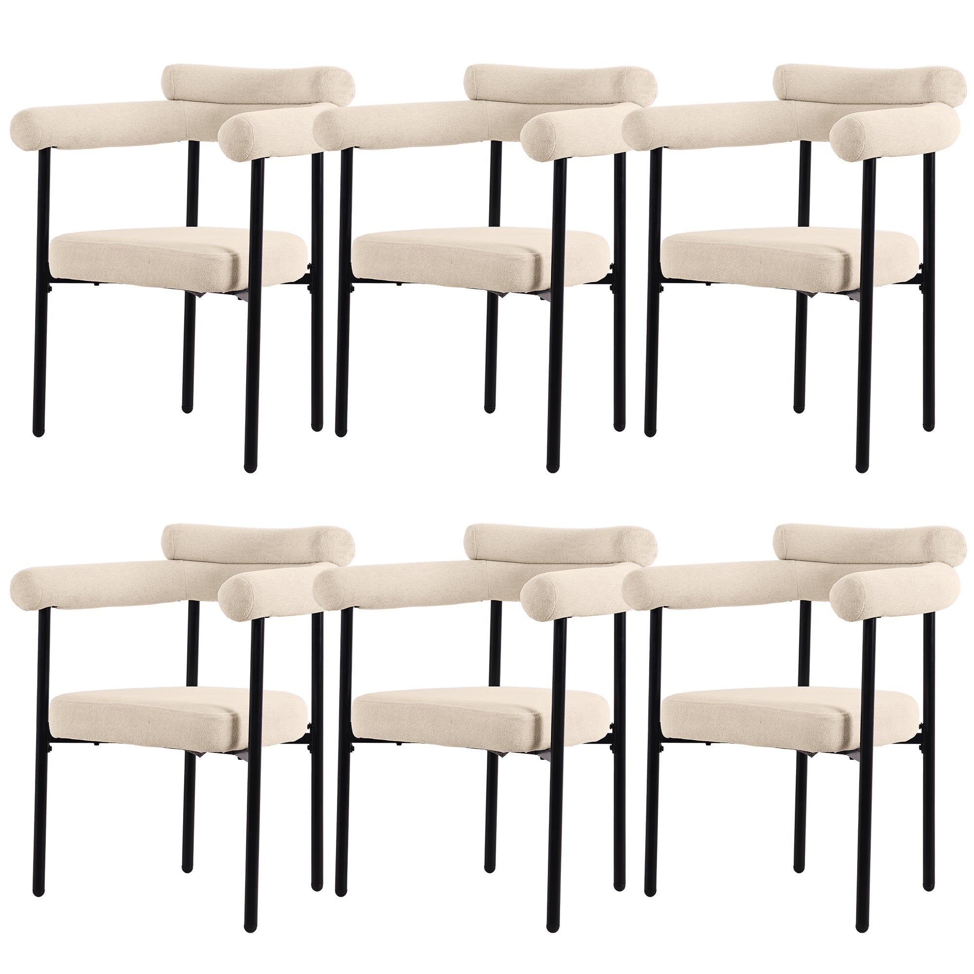 Modern Dining Chairs set of 6, Upholstered Velvet Armchairs,Comfortable Armrest Dining Chairs for Kitchen, Dining Room, Living Room, Multiple Colour Options