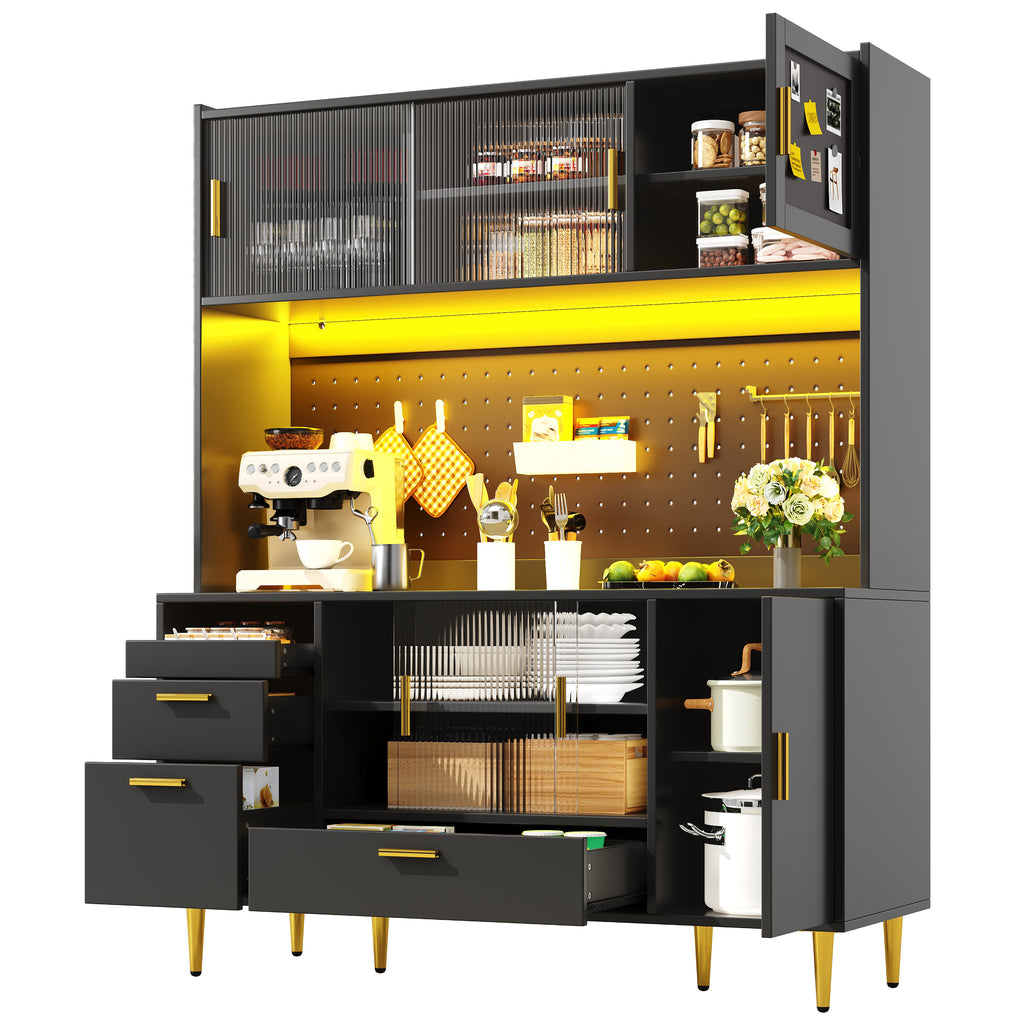 Tall cabinets for the living room (140×40×180cm), kitchen cabinet, dining room cabinet, cabinets with LED lighting, magnetic door panels, tall cabinet with pegboard shelves, black