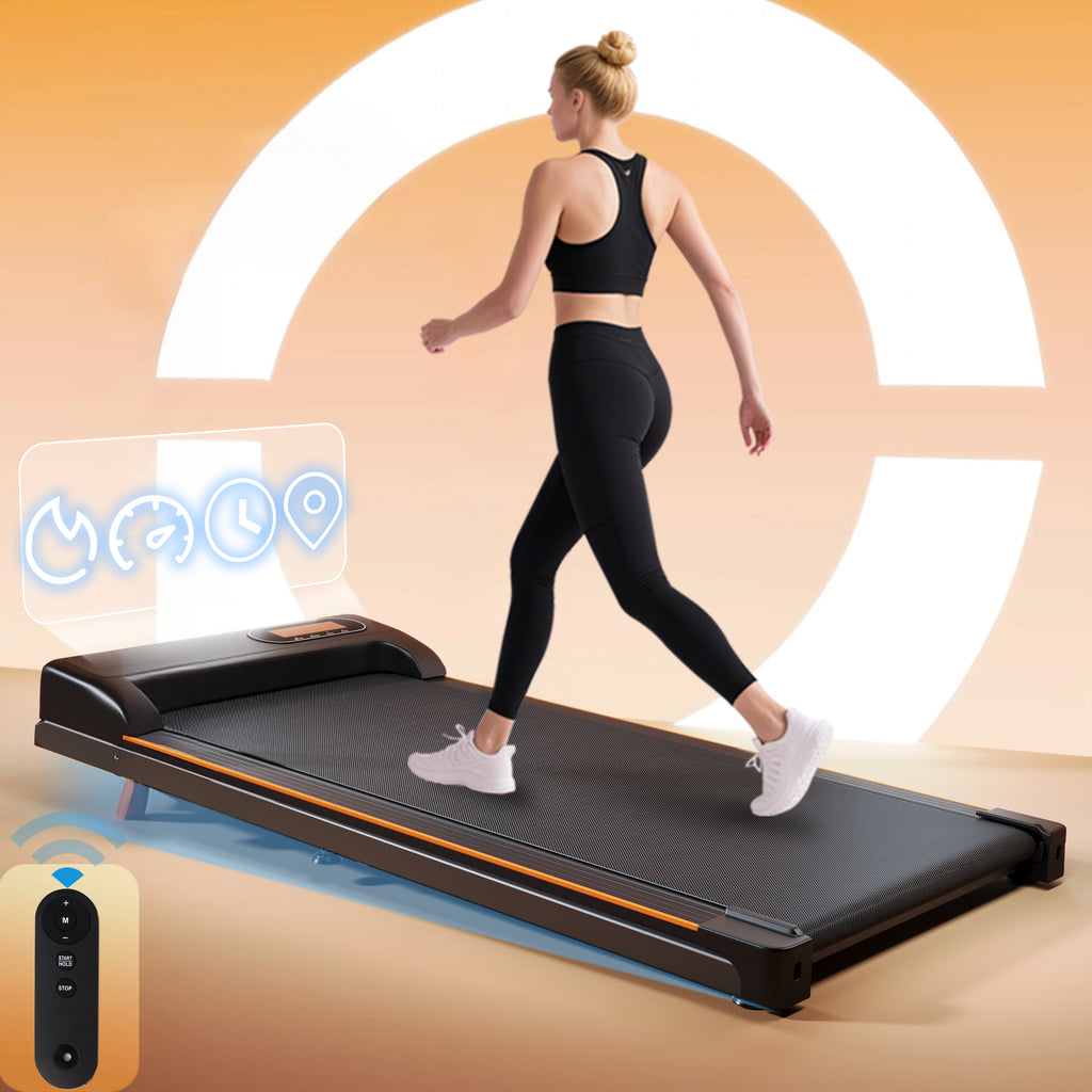 Folding Under Desk Walking Pad Treadmill with Adjustable Incline, 1-6 km/h Low Noise for Home & Office, LED Display, Magnetic Remote Control, Transport Wheels & Plug, Black.