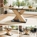 Dining table telescopic table (119-158.5×80 cm), kitchen table, extendable table, extendable to 119-158.5 cm with the help of internal inserts, for kitchen and living room, wood-coloured