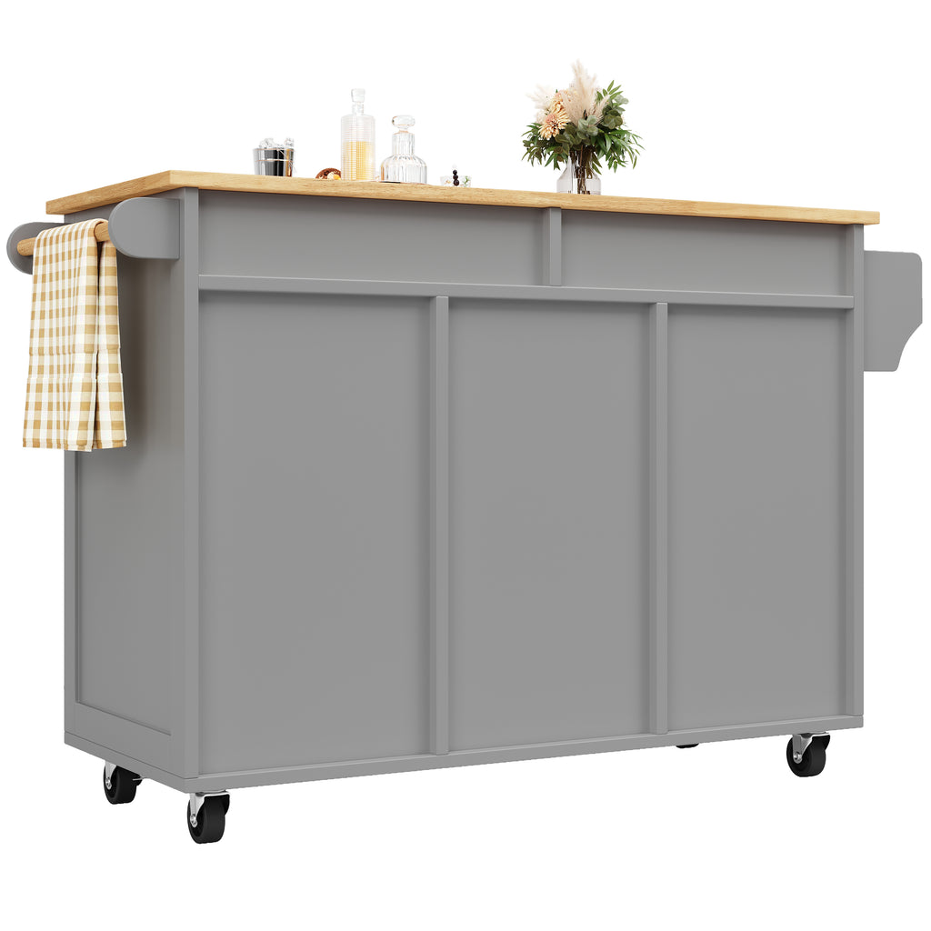 Modern Kitchen Island (102×45×92cm), Kitchen Cabinet, Sideboard, Serving Cart with Wood Grain, Sideboard, Multifunctional Dining Table with Storage, Gray