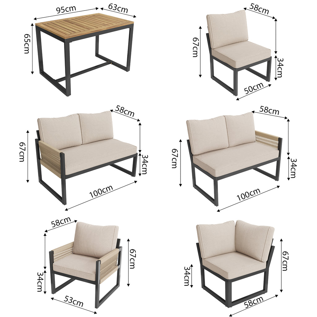 Garden dining set for 7-8 people, garden lounge set, garden furniture set for garden, balcony, terrace, weatherproof dining set, modern garden furniture set