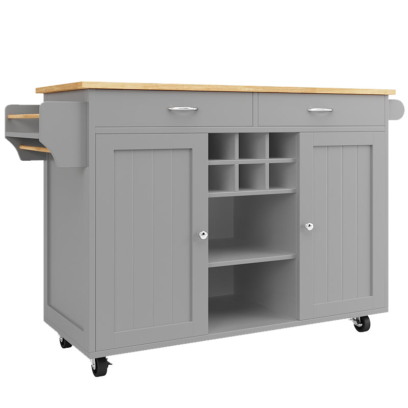 Modern Kitchen Island (102×45×92cm), Kitchen Cabinet, Sideboard, Serving Cart with Wood Grain, Sideboard, Multifunctional Dining Table with Storage, Gray