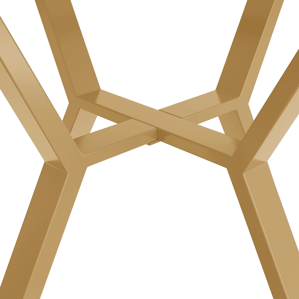 Dining table set, dining table and chair set (5-piece), modern, simple round marble dining table and chair set, gold-coloured metal table legs + 4 ergonomic linen chairs, gray dining chairs