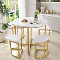 Dining room table set with four chairs, dining group with MDF tabletop and gold-plated iron frame, velvet chair, modern luxury tables and chairs, white