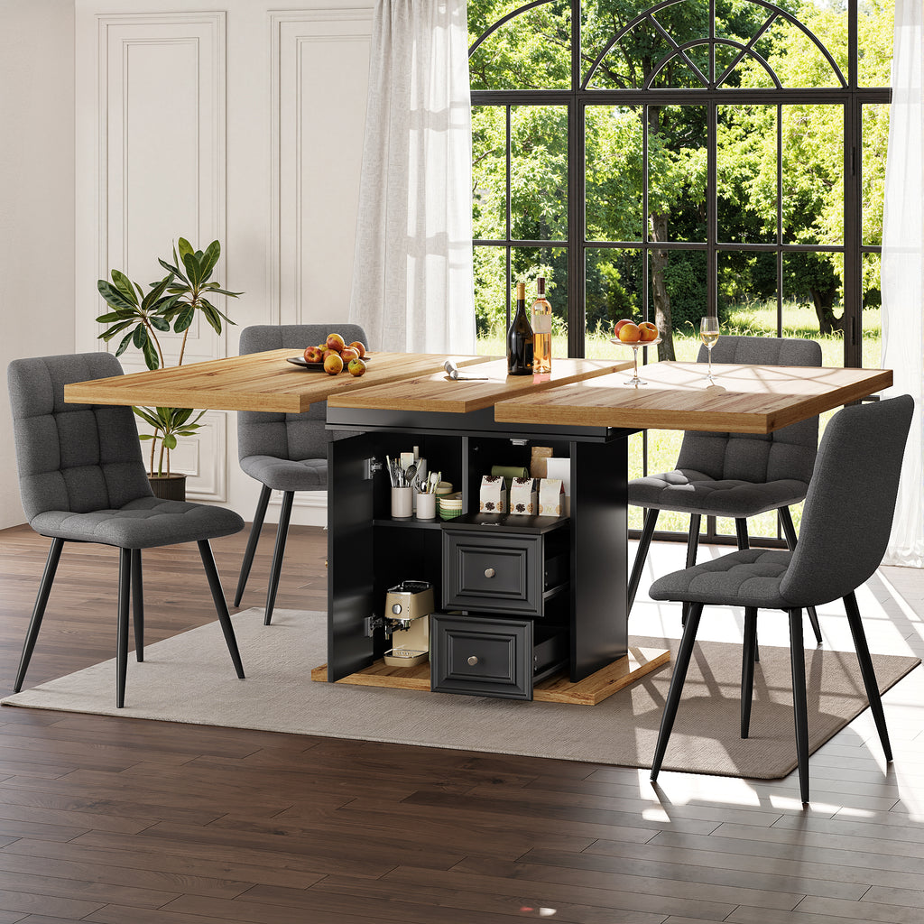 Extendable dining table 110(140) x 80 x 75 cm, wooden table for kitchen & dining room - 6 people dining table - dimensions suitable for terrace and garden