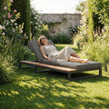 Outdoor Patio Daybed, Outdoor Lounger, Multifunctional Waterproof Sofa Bed, Sun Lounger for Patio, Adjustable Backrest Angle, Gray, Left Side