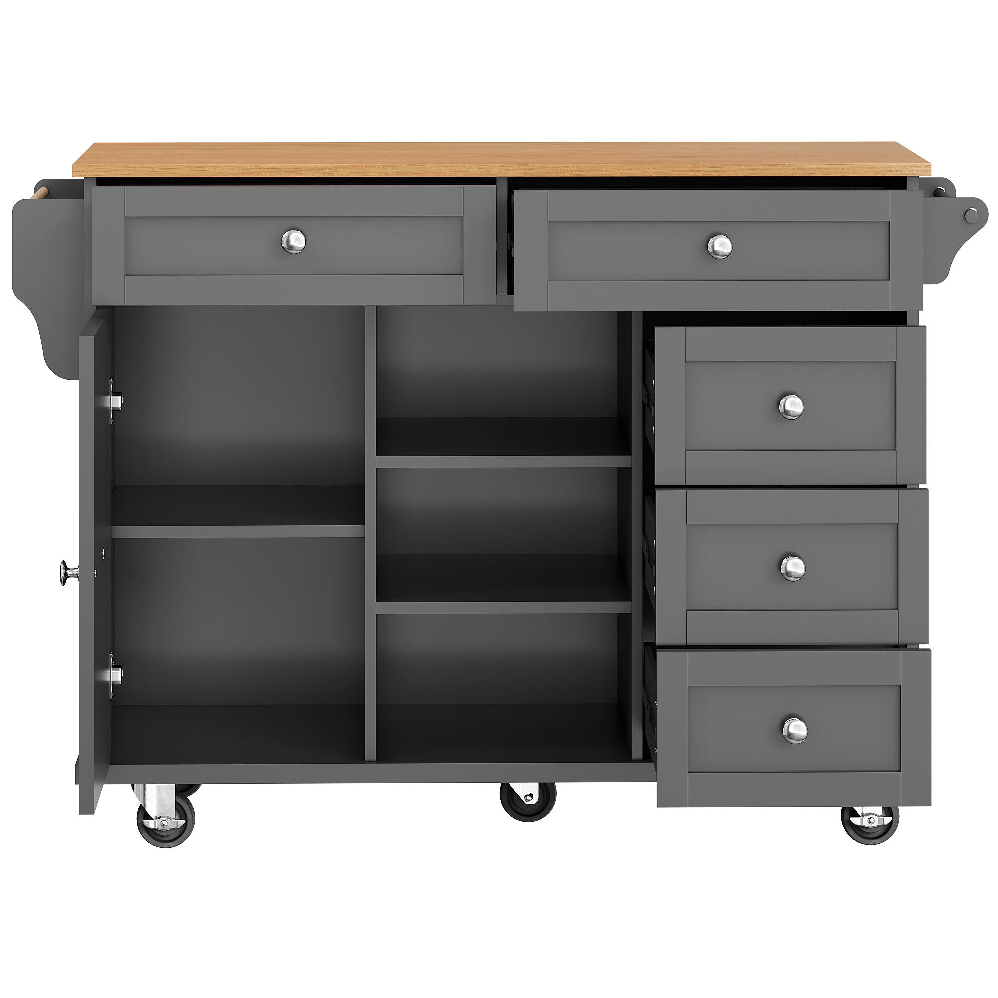 Dining trolley (134 x 46 x 92 cm), modern and simple black dining trolley, drawer-storage cabinet combination, mobile and fixed dual-use design, suitable for home kitchens, black