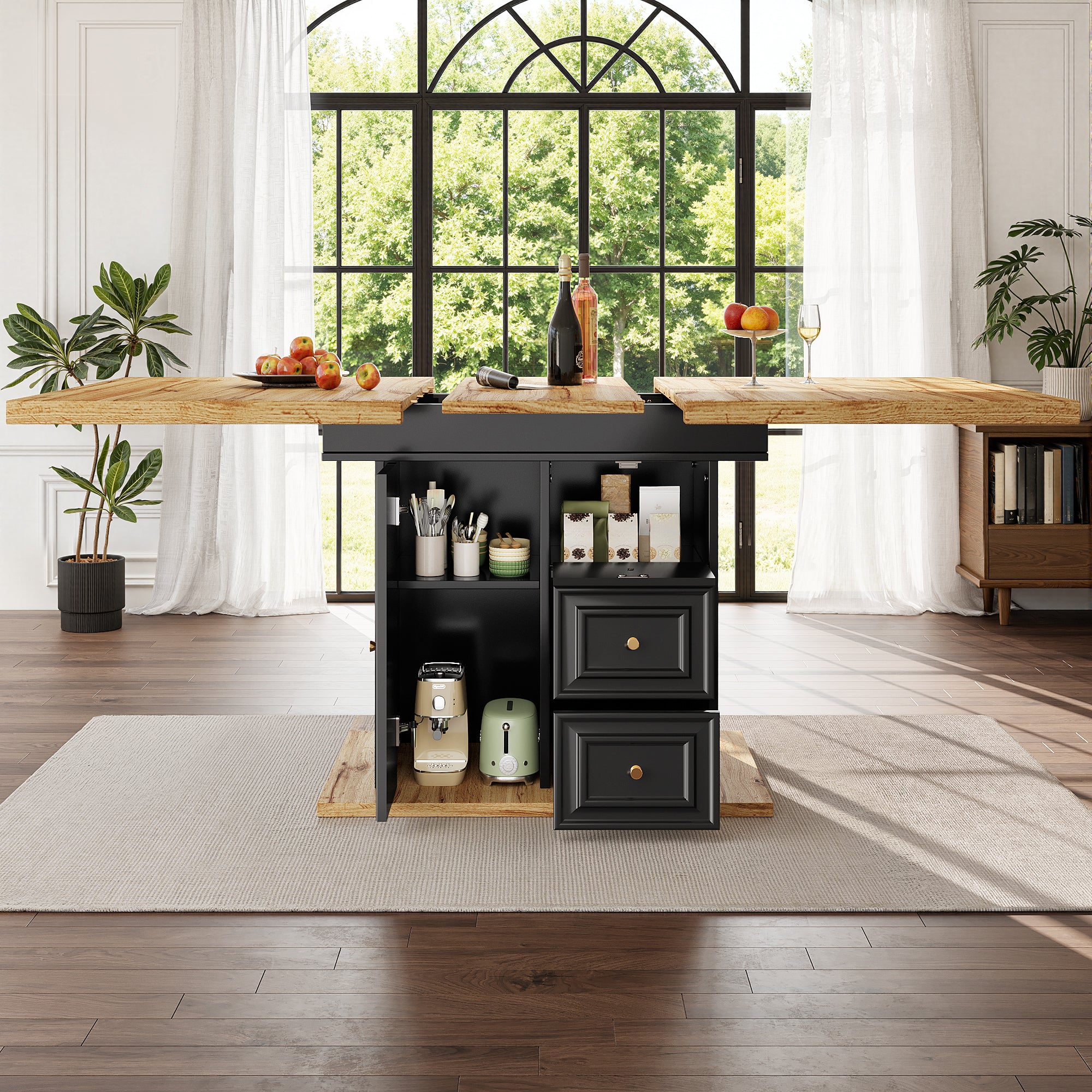 Extendable dining table 110(140) x 80 x 75 cm, wooden table for kitchen & dining room - 6 people dining table - dimensions suitable for terrace and garden