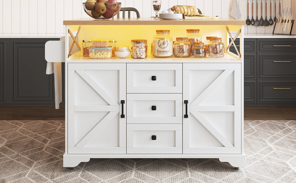 Serving Cart Kitchen Rollable with Drop-Leaf Table & App LED Lighting, Snack Shelves, Multifunctional as Kitchen Island Mobile Bar Side Table, Modern Kitchen Island, Kitchen Cabinet, Dining Table