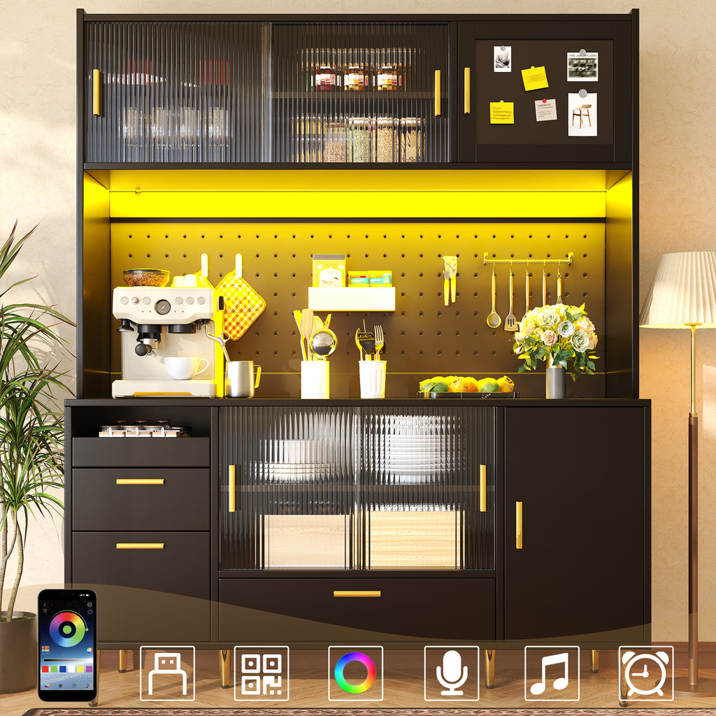 Tall cabinets for the living room (140×40×180cm), kitchen cabinet, dining room cabinet, cabinets with LED lighting, magnetic door panels, tall cabinet with pegboard shelves, black