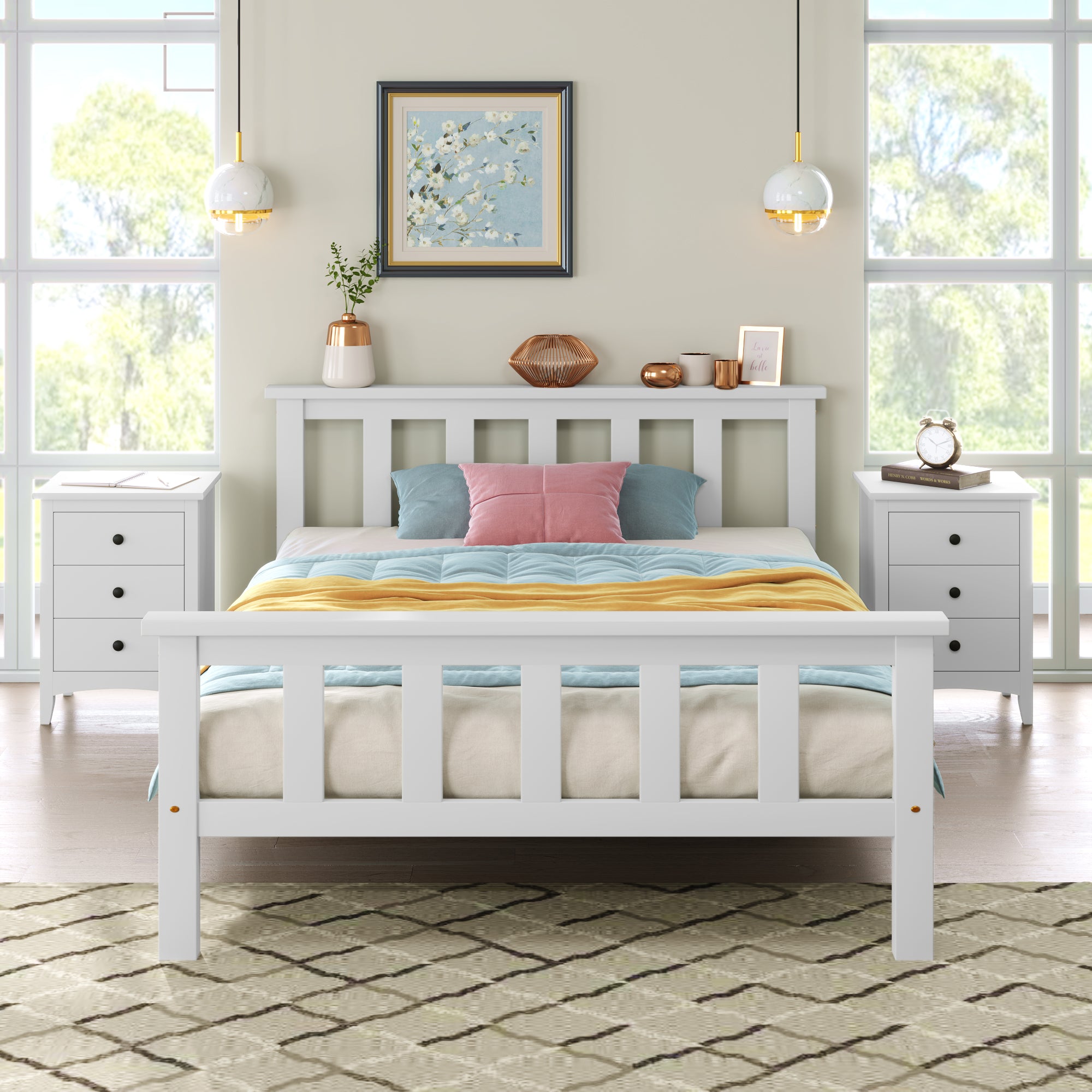 Single Bed White 3ft Solid Pine Wooden Bed Frame for Adults, Kids 190 x 90 cm (3FT)
