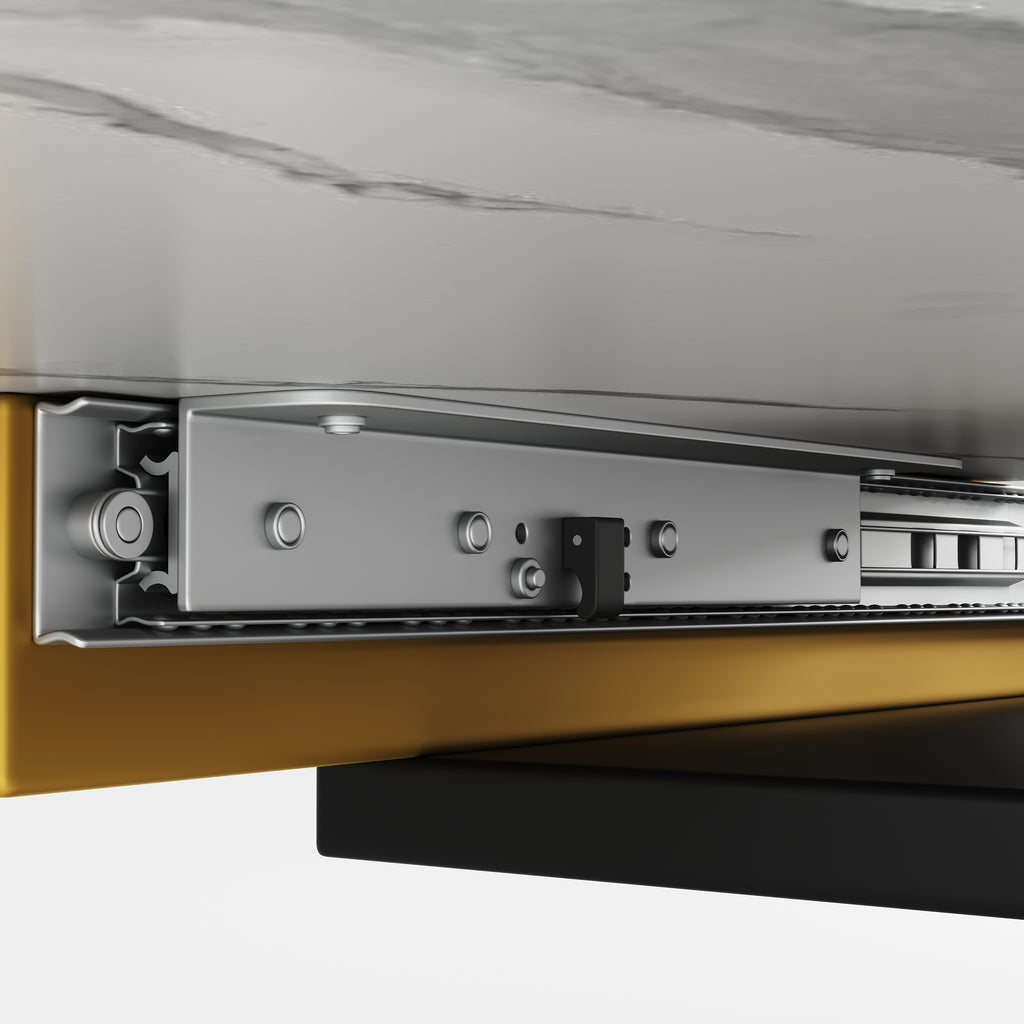 Extendable dining table (120–160 × 80 cm), kitchen/living room table, extendable table, extendable to 160 cm with the aid of an internal insert panel, dining table with golden cross legs